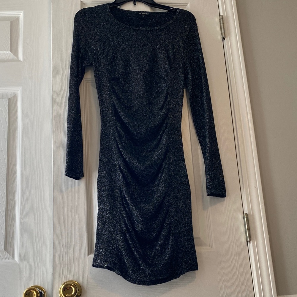 Express Glittery Black Long Sleeve Dress